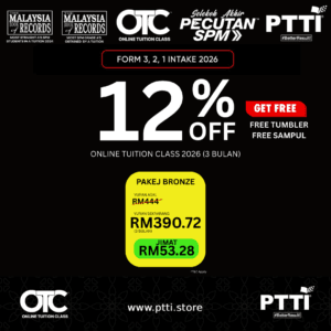 OTC Form 3 , 2 , 1 and Year 6 Mar - May 2026 ( 3 months Promo ) - FREE TUMBLER + SAMPUL RAYA